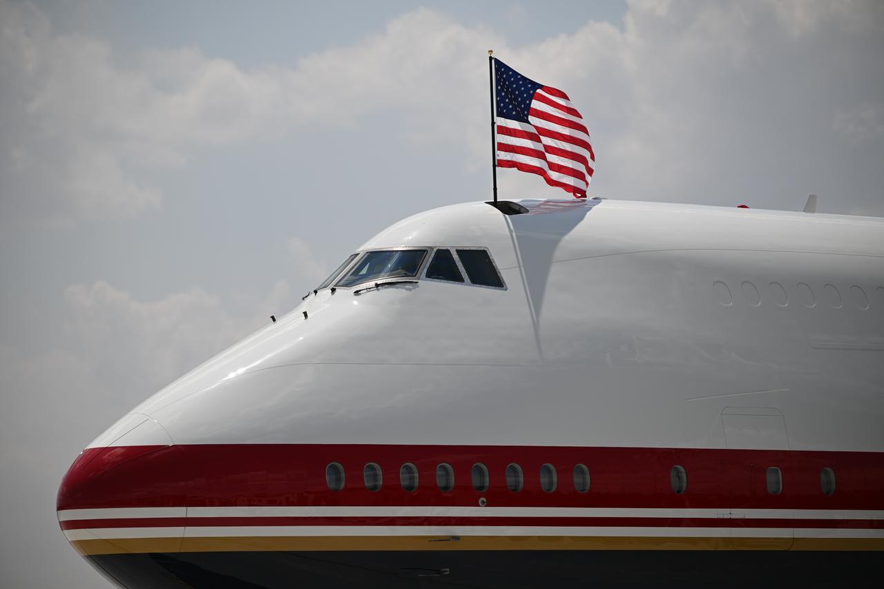 A plane carrying US President Donald Trump arrives in Ankara Airport ahead of the 36th NATO Heads of State and Government Summit in Ankara, Turkiye, on July 07, 2026. (AA Photo)