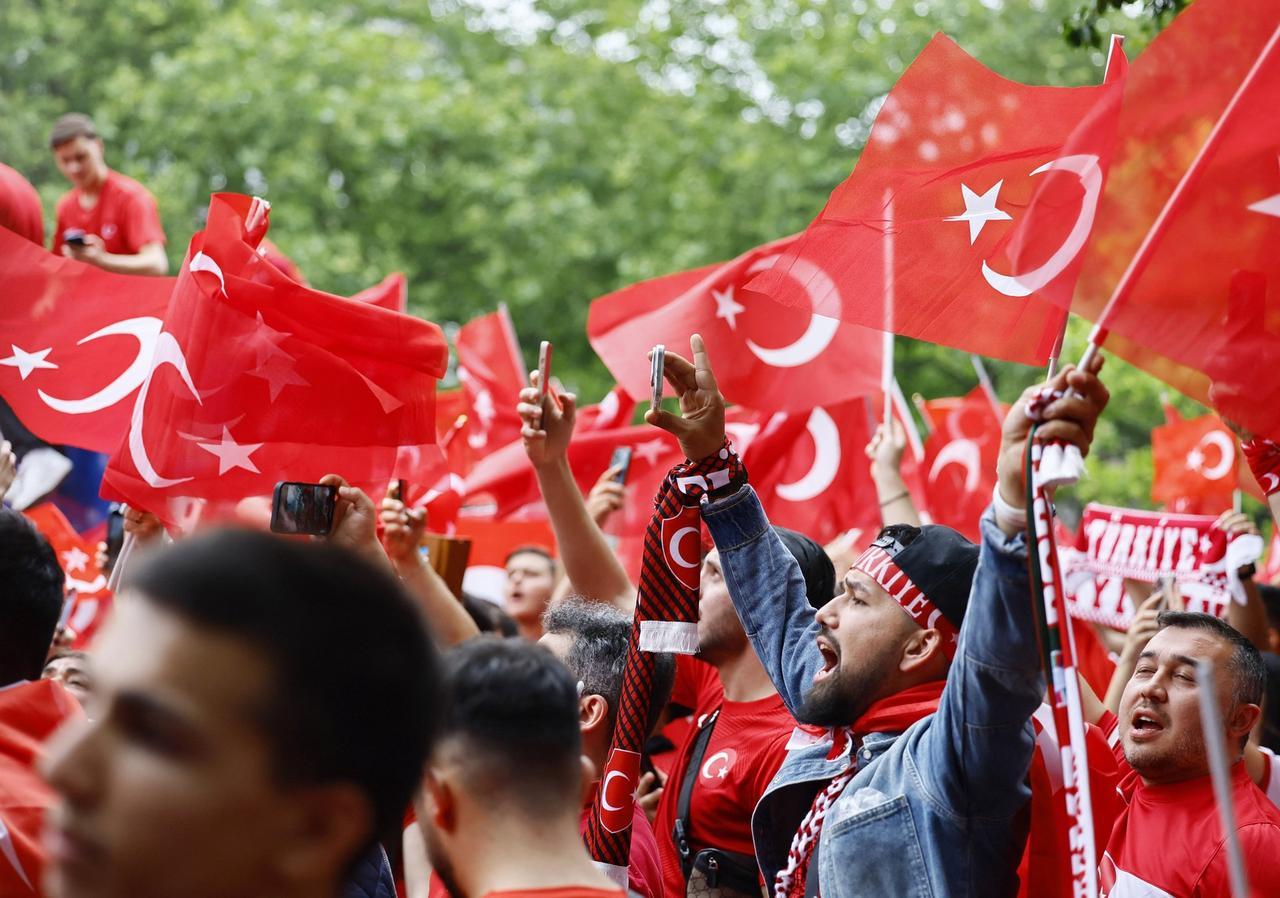 TÜrkiye fans are seen before the match, Fans gather for Türkiye v Georgia - Dortmund, Germany - June 18, 2024. (Reuters Photo)
