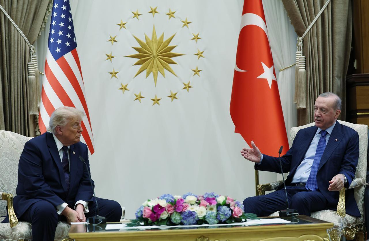 Turkish President Recep Tayyip Erdogan meets with US President Donald Trump, who is paying an official visit to Turkiye ahead of the 36th NATO Heads of State and Government Summit, at the Presidential Complex in Ankara, Türkiye, July 7, 2026. ( TUR Presidency / Murat Kula - Anadolu Agency )
