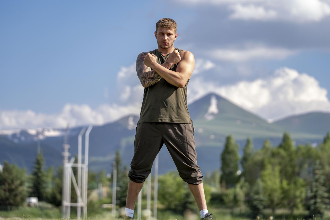 Turkish national boxer Kaan Aykutsun training at the High Altitude Camp Center in Erzurum, Turkiye on June 24, 2026. (AA Photo)