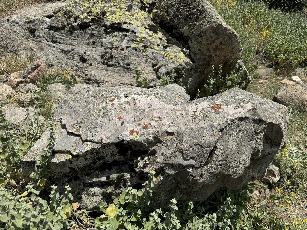 The rock block carrying the newly identified inscription is seen in the Karadag area of Karaman, where archaeological surveys have revealed Byzantine church remains and possible early Turkish traces. (AA Photo)