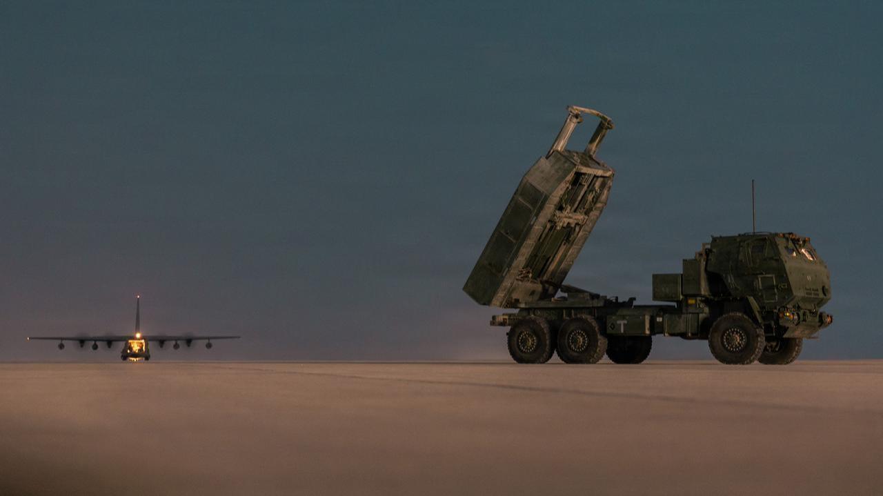 U.S. Marines conduct a simulated fire mission with an M142 High Mobility Artillery Rocket System during a High Mobility Artillery Rocket System Rapid Insertion training exercise in the U.S. Central Command area of responsibility, July 3, 2026. (Photo via U.S. Marine Corps)