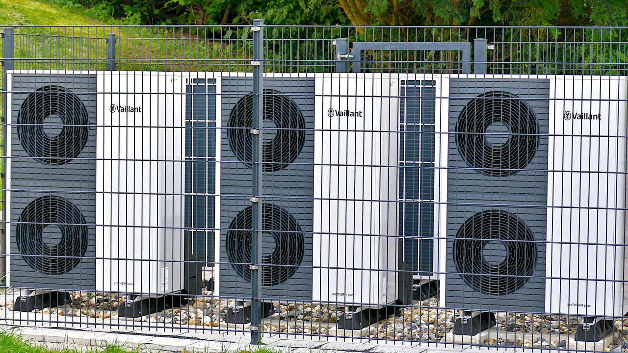 Heat pump and HVAC units installed outside a residential building in Bad Wildungen, Germany, Aug. 9, 2025. (Adobe Stock Photo)