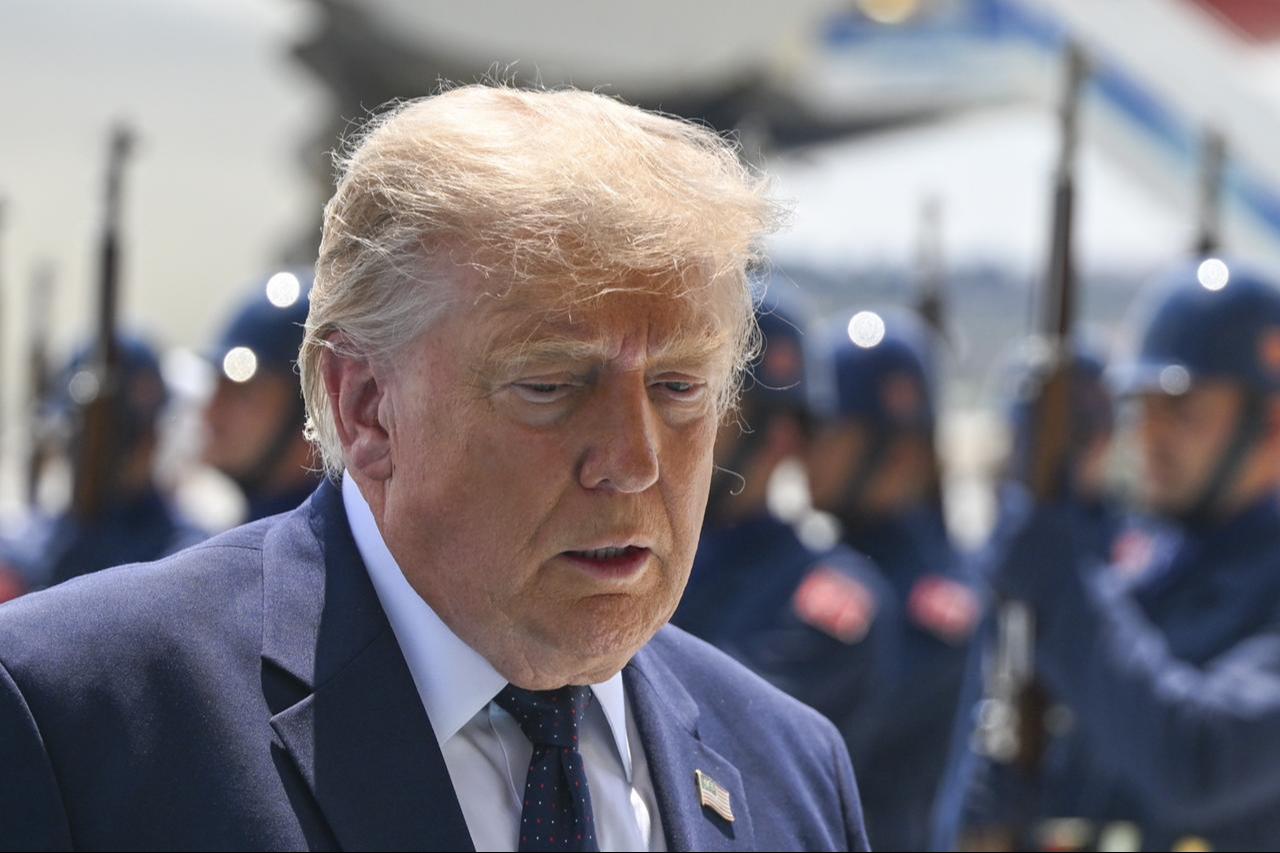 President Recep Tayyip Erdogan (not seen) welcomes US President Donald Trump at Ankara Airport, in Ankara, Türkiye, July 7, 2026. (AA Photo)