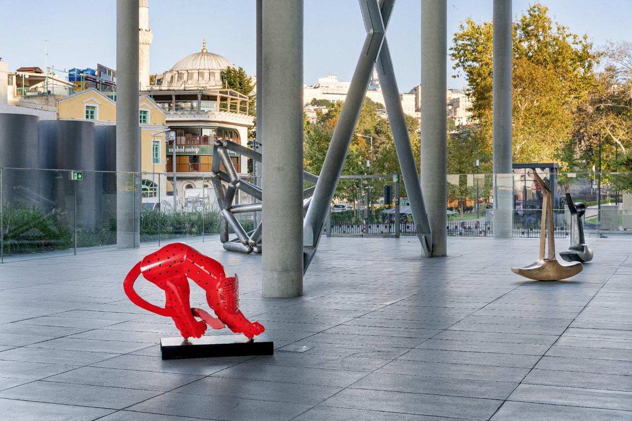 Sculptures are displayed in the publicly accessible ground-floor area of Istanbul Modern in Istanbul, Türkiye. (AA Photo)