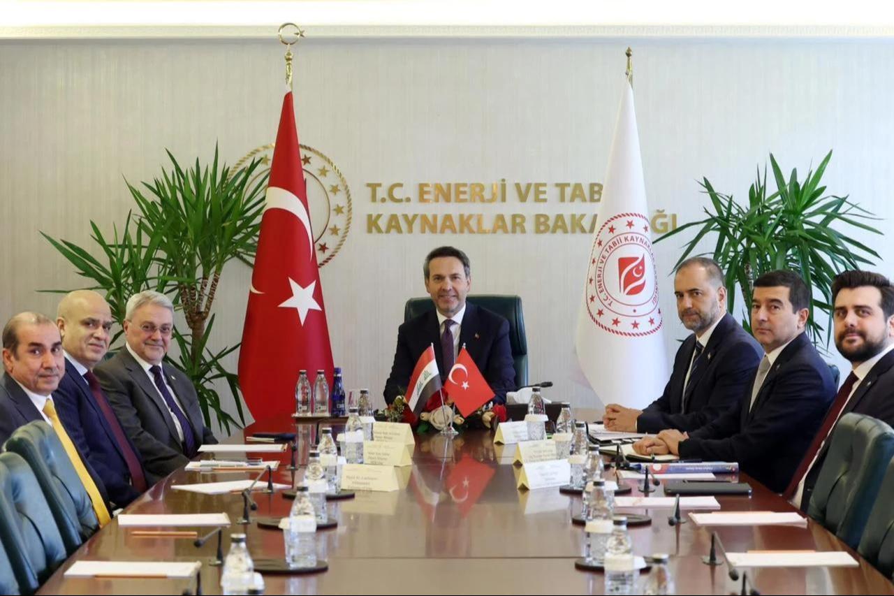 Turkish Energy and Natural Resources Minister Alparslan Bayraktar (center) meets members of an Iraqi delegation in Ankara, Türkiye, July 3, 2026. (Photo via X/@Iraqimofa)