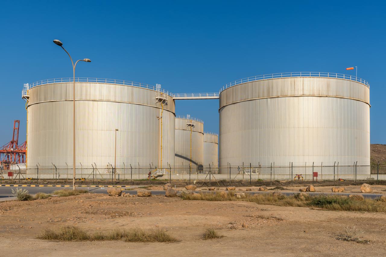Fuel storage tanks at the Salalah Fuel Terminal in Salalah, Oman, Nov. 12, 2017. (Adobe Stock Photo)