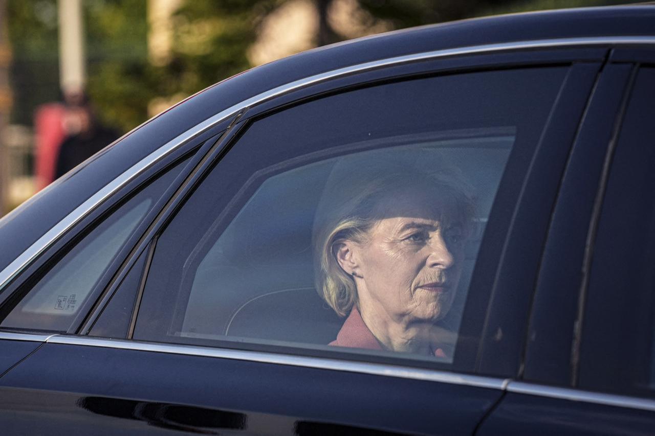 European Commission President Ursula von der Leyen leaves Esenboga Airport as she arrives for the 36th NATO Summit in Ankara, July 6, 2026. (AFP Photo)