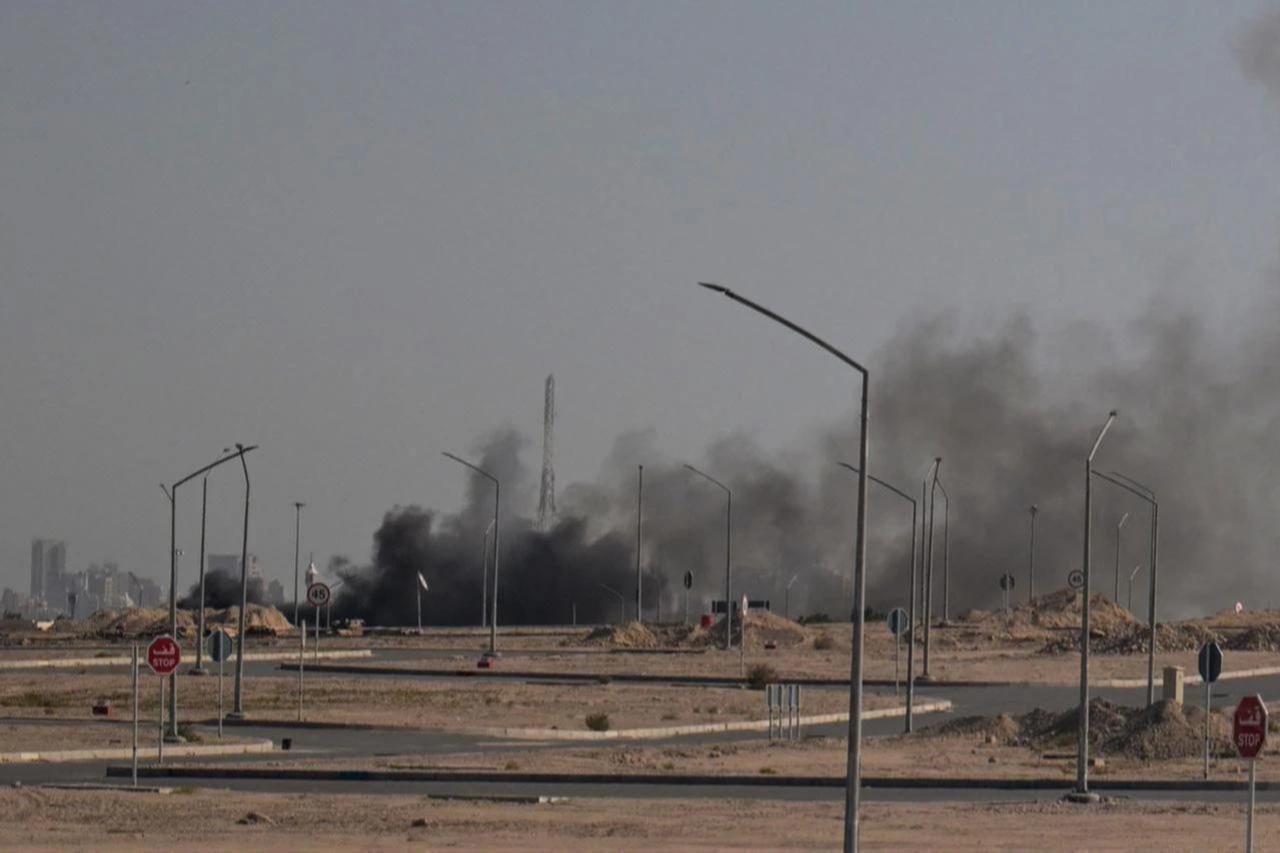 Smoke rises from a reported Iranian strike in the area where the US Embassy is located in Kuwait City, March 2, 2026. (AFP Photo)