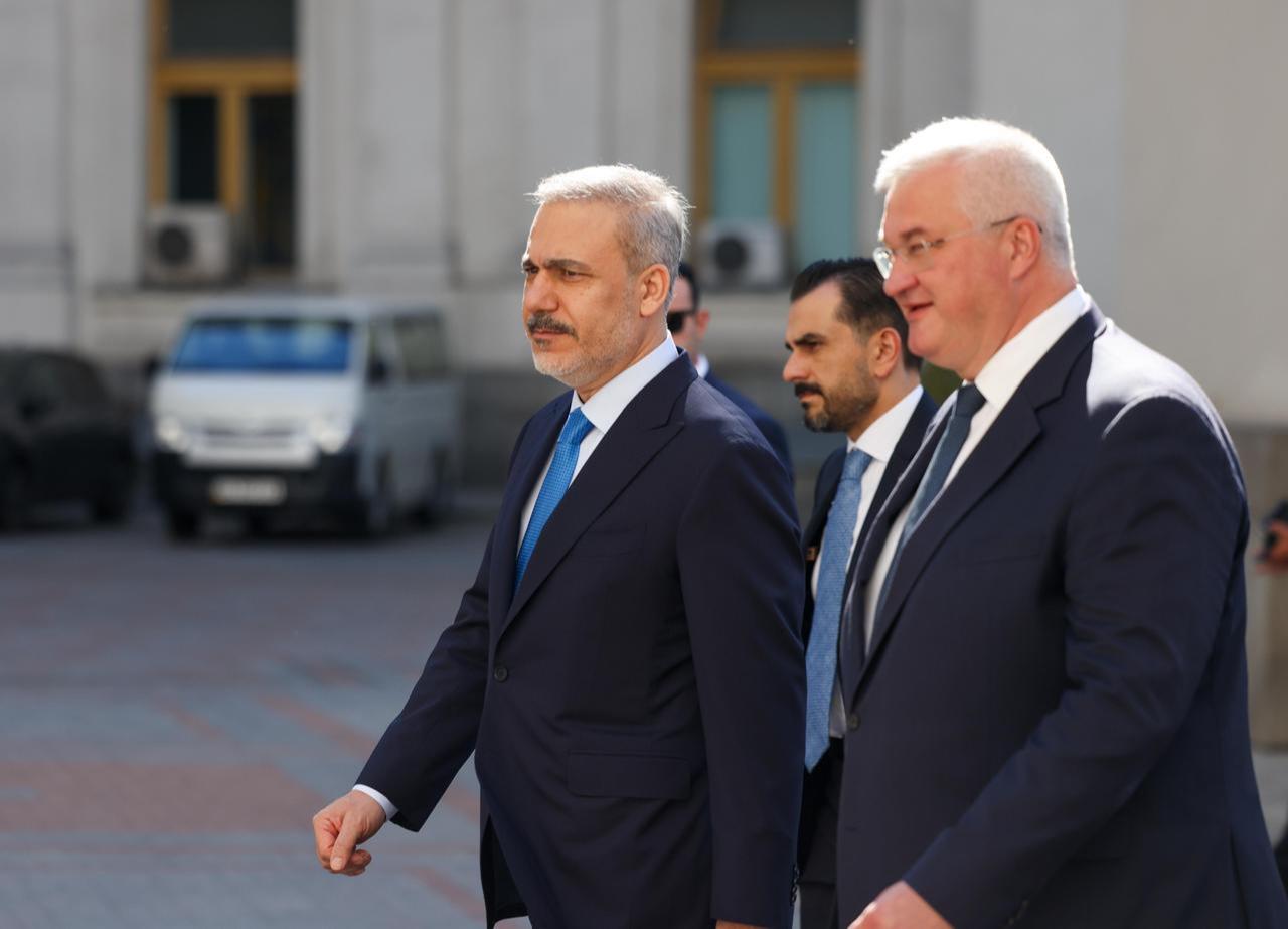 Turkish Foreign Minister Hakan Fidan (L) meets with Ukrainian Foreign Minister Andriy Sybiha in Kyiv, Ukraine on May 30, 2025. (TUR Foreign Ministry/AA Photo)