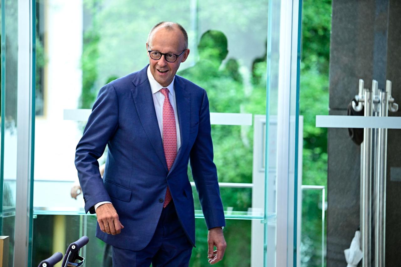 German Chancellor Friedrich Merz arrives to address journalists during his summer press conference in Berlin, Germany, July 15, 2026. (AFP Photo)