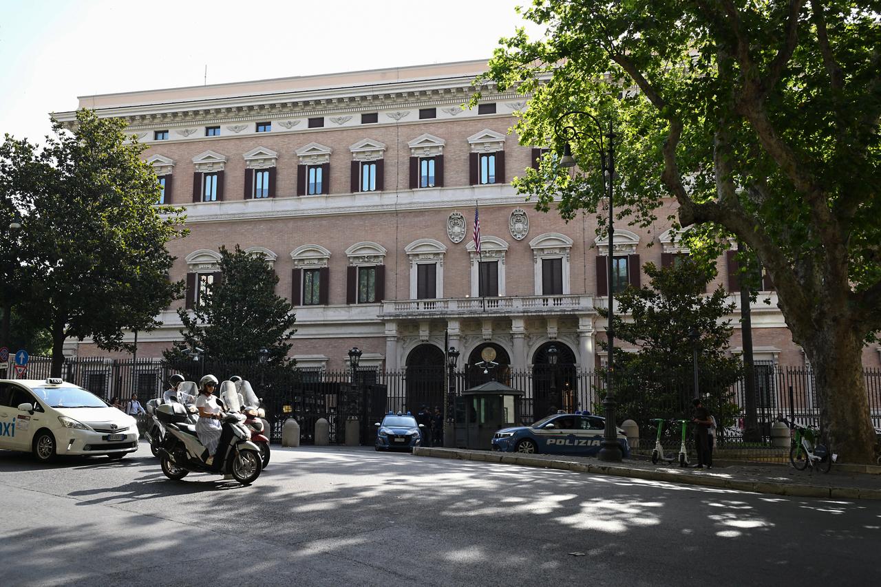 This photograph shows the US embassy in Rome on July 14, 2026, on the first day of talks between the Lebanese and Israeli delegations on the backdrop of a regional escalation between Washington and Tehran. (AFP Photo)