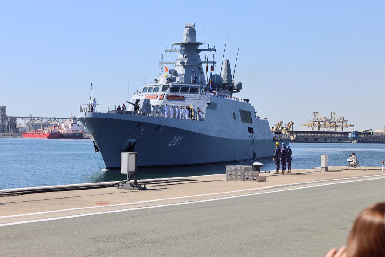 A view of 'Contraamiral Roman' (CAm Roman) corvette arrives at the Port of Constanta for a service entry ceremony held in Constanta, Romania, July 10, 2026. (AA Photo)