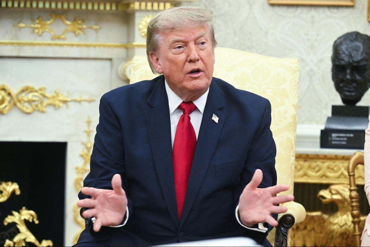 US President Donald Trump speaks during a meeting with Prime Minister of Iraq Ali al-Zaidi in the Oval Office of the White House in Washington, DC, July 14, 2026. (AFP Photo)