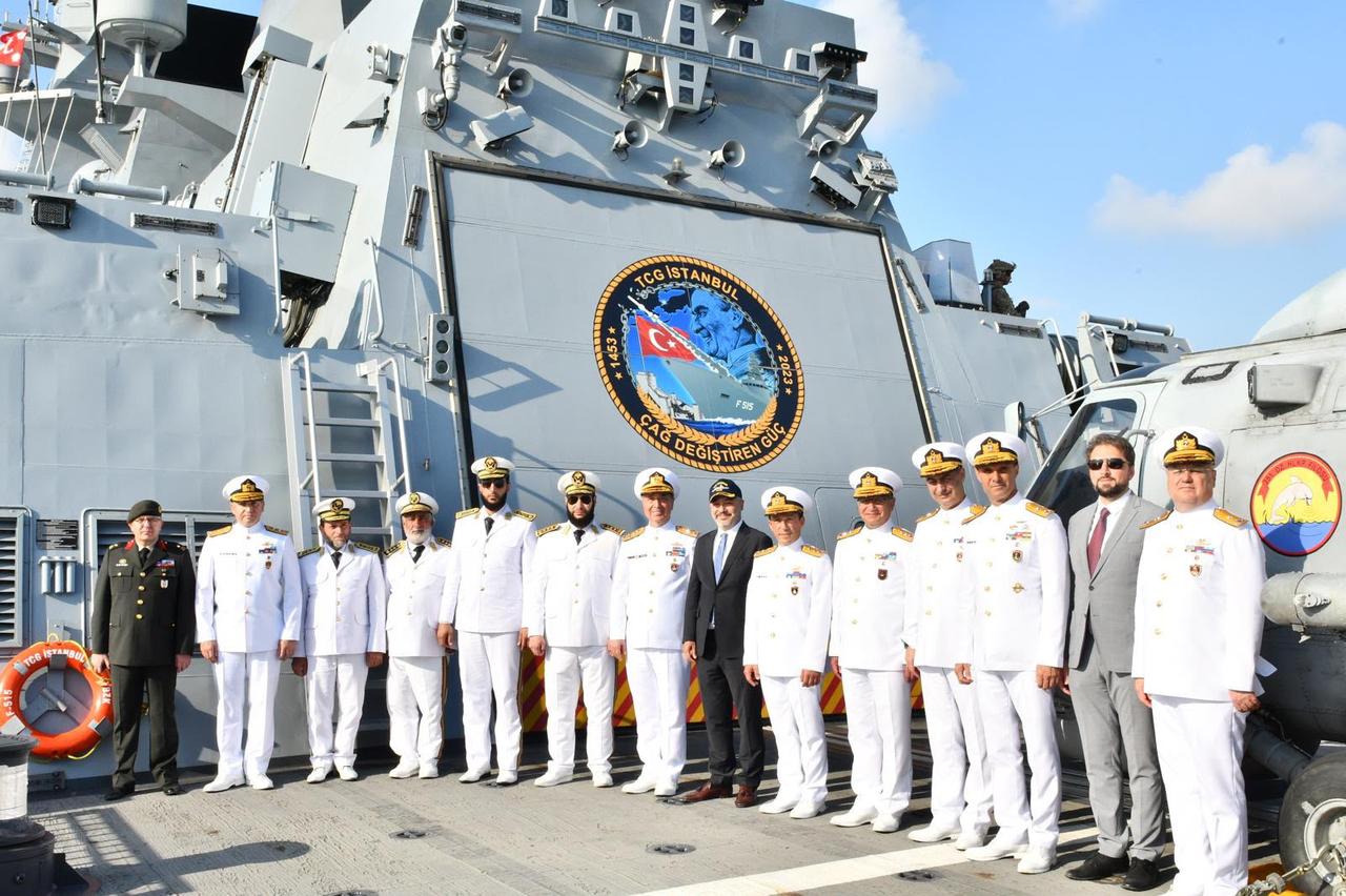 Turkish Navy Commander Admiral Ercument Tatlioglu and his delegation visited Latakia, Syria, aboard the TCG Istanbul frigate on July 14, 2026. (AA Photo)