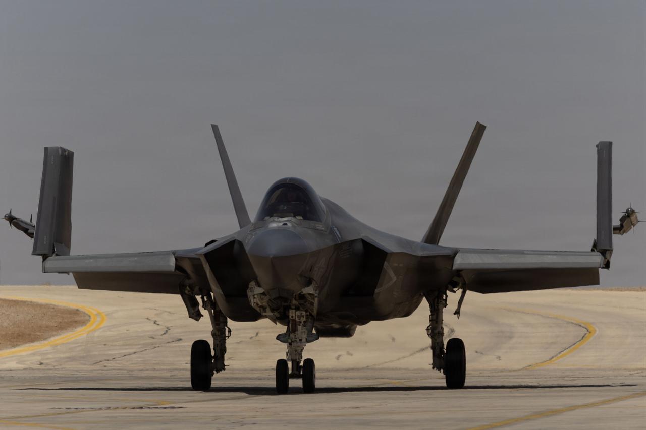 A U.S. Marine Corps F-35C Lightning II 
taxis to an ordnance arming platform at an undisclosed location in the Middle East, in support of Operation Epic Fury, May 27, 2026. (Photo via U.S. Marine Corps)