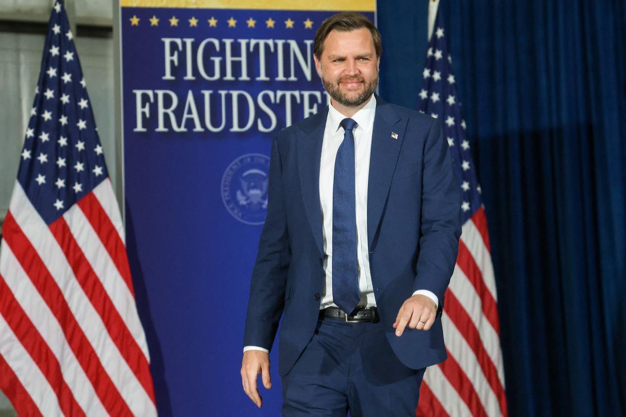 U.S. Vice President JD Vance arrives to speak at the 128th Air Refueling Wing Hangar on July 8, 2026 in Milwaukee, Wisconsin. (AFP Photo)