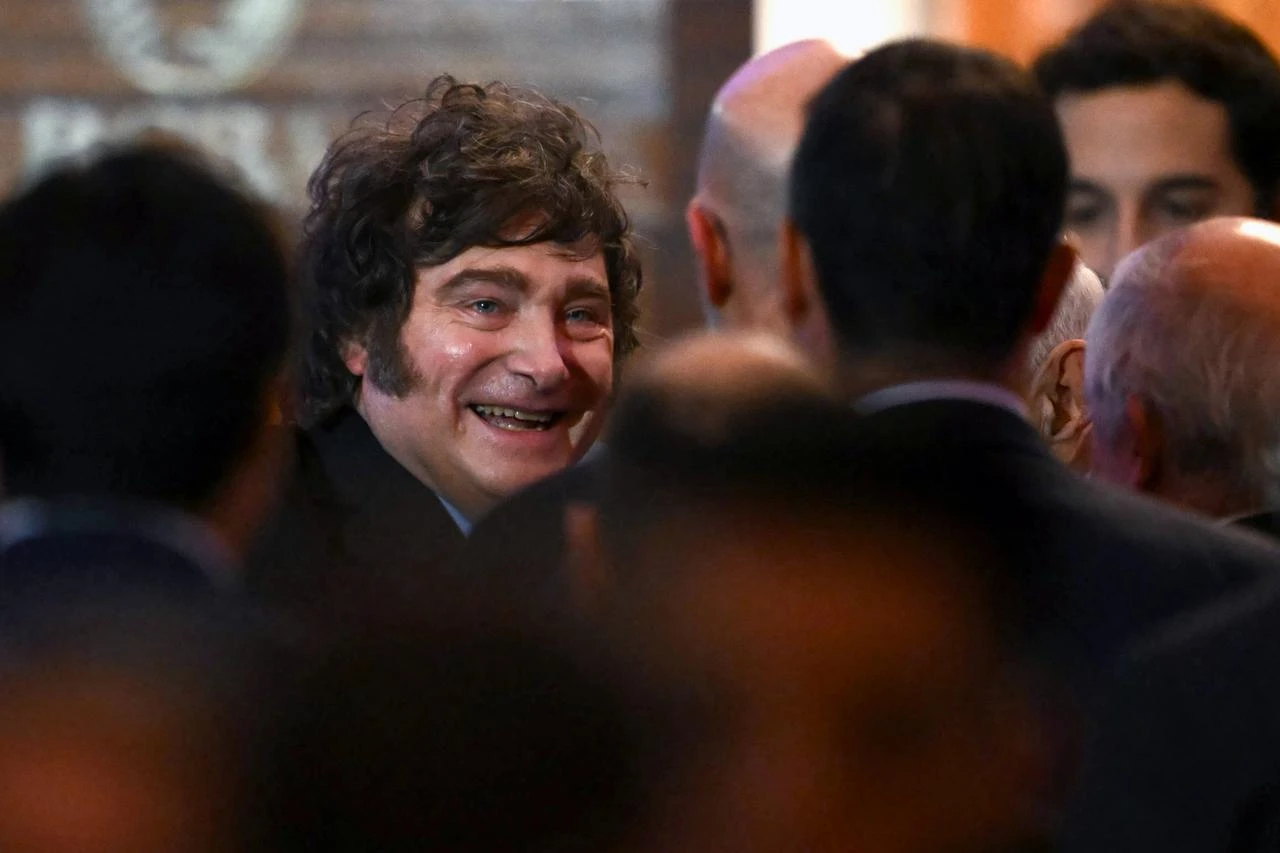 Argentina's President Javier Milei smiles during a ceremony marking the 172nd anniversary of the Buenos Aires Stock Exchange in Buenos Aires, Argentina, July 16, 2026. (AFP Photo)