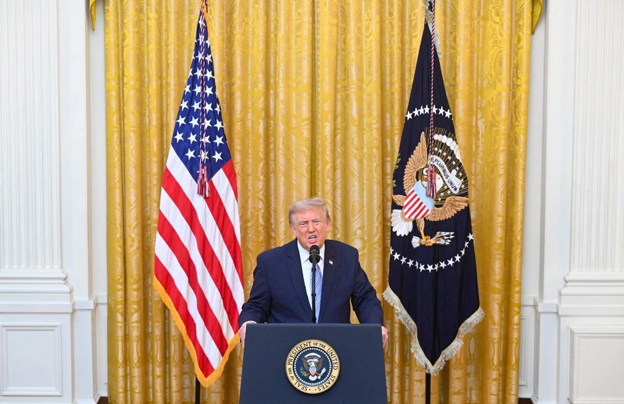 US President Donald Trump addresses the nation from the East Room of the White House in Washington, DC on July 16, 2026. (AFP Photo)