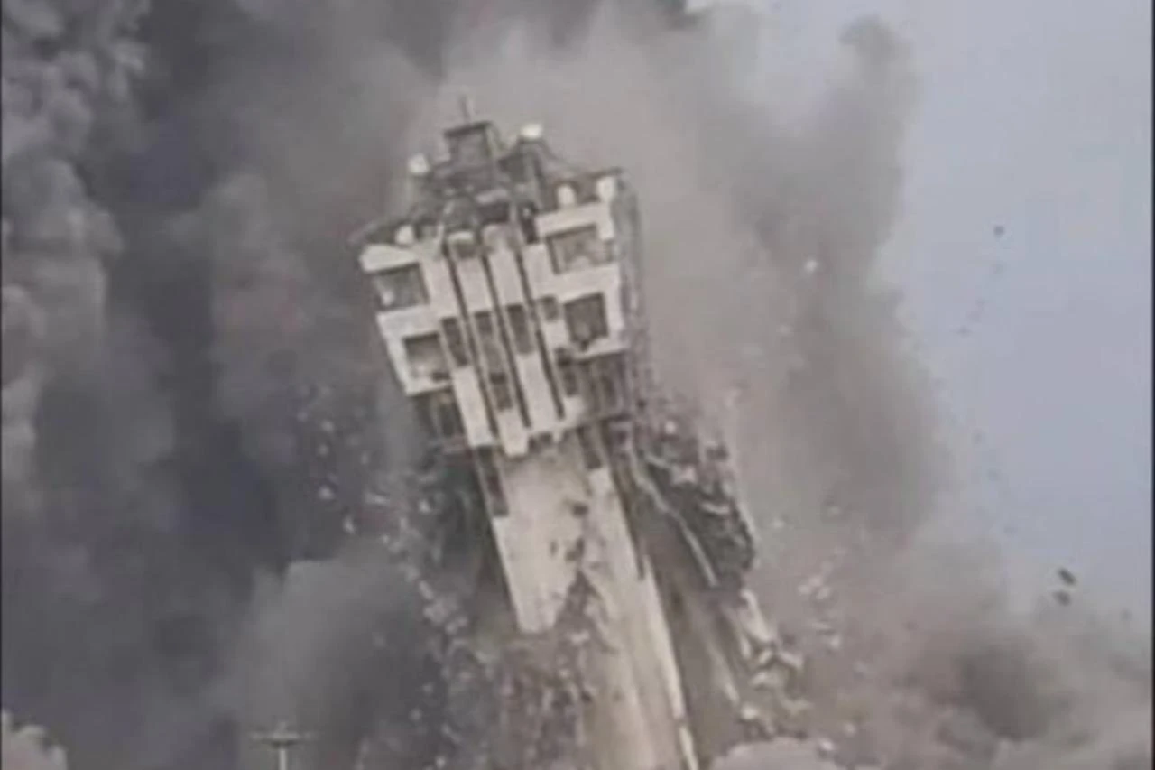 Hegseth shares image of Iran's Chabahar tower collapsing after US strikes