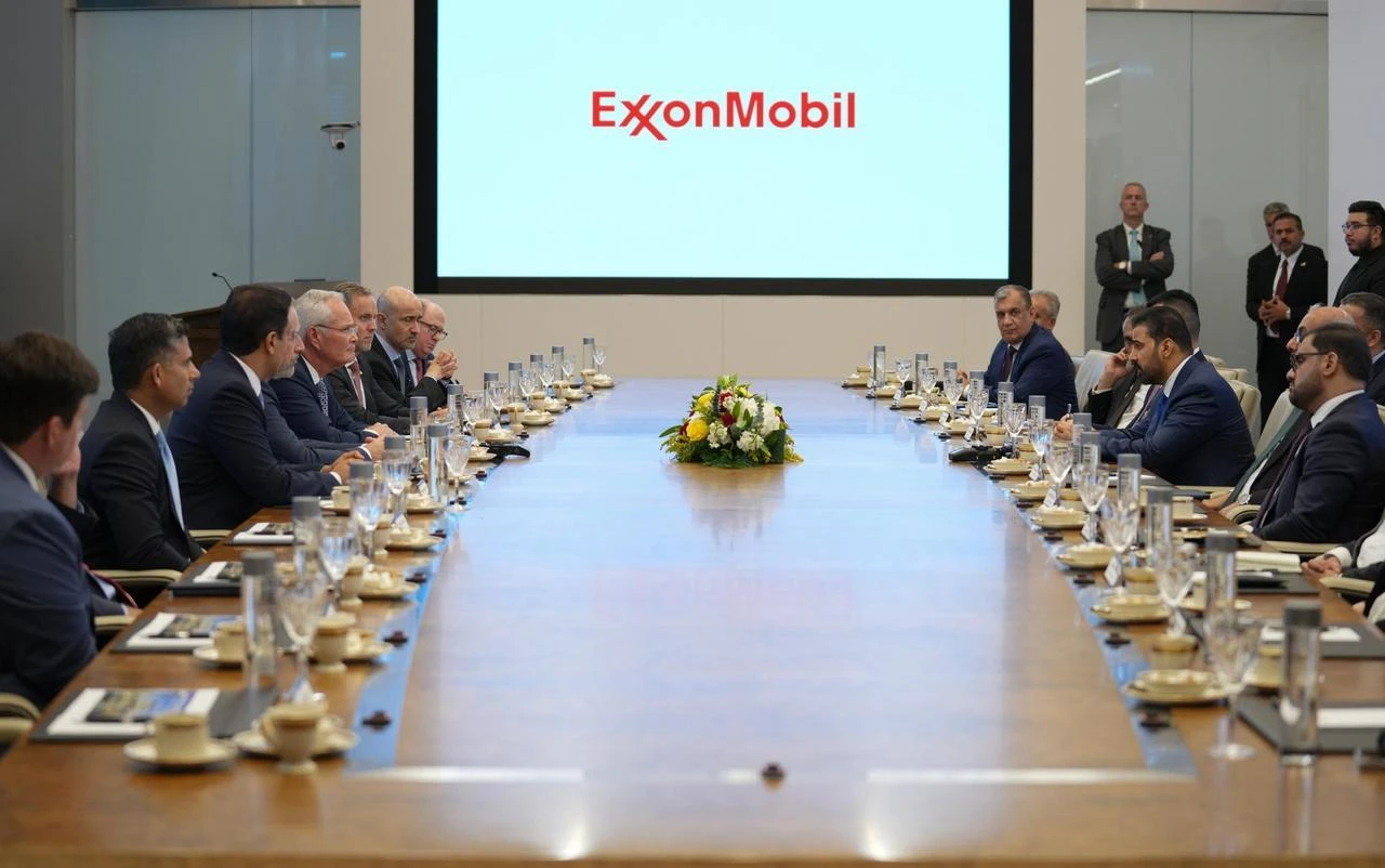 Iraqi and ExxonMobil officials hold talks at the U.S. oil major's headquarters in Houston, US, July 16, 2026. (Photo via X/@IraqiPMO)