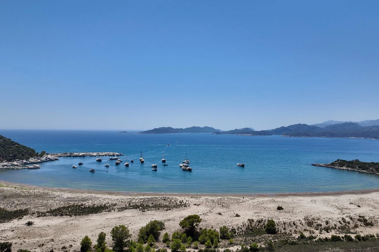 An aerial view shows the turquoise bays and rocky islands of Kekova in Demre, Antalya, Türkiye, July 17, 2026. (AA Photo)