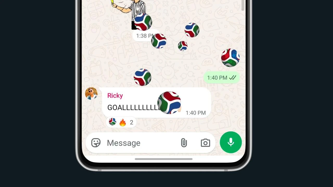 The temporary WhatsApp design of a soccer ball emoji through a partnership with Adidas. (Photo via news.adidas.com)