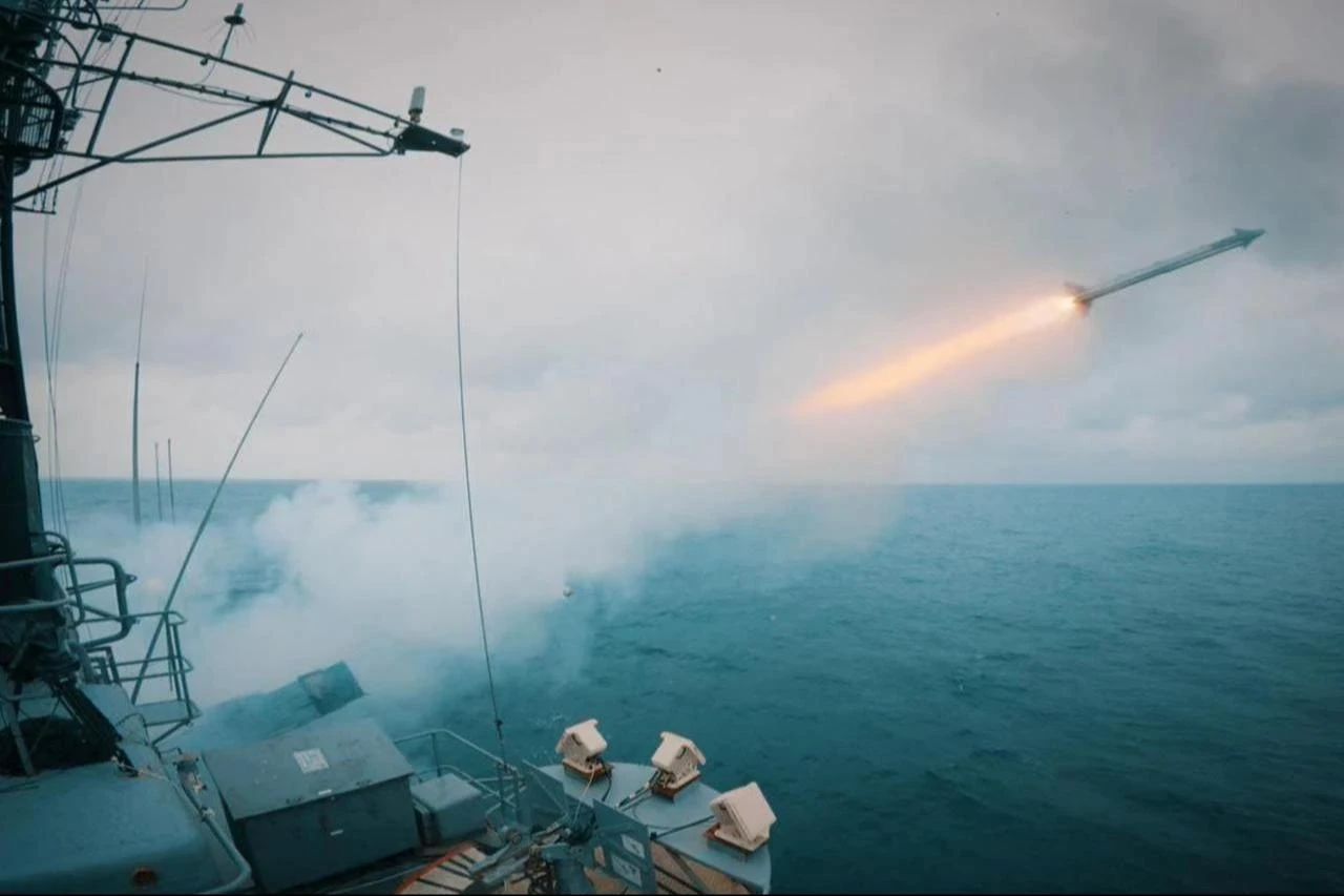 GOKSUR, Türkiyes national and indigenous point air defense system developed by ASELSAN and TUBITAK SAGE, fired its first shot from a surface platform, date and time undisclosed. (AA Photo)