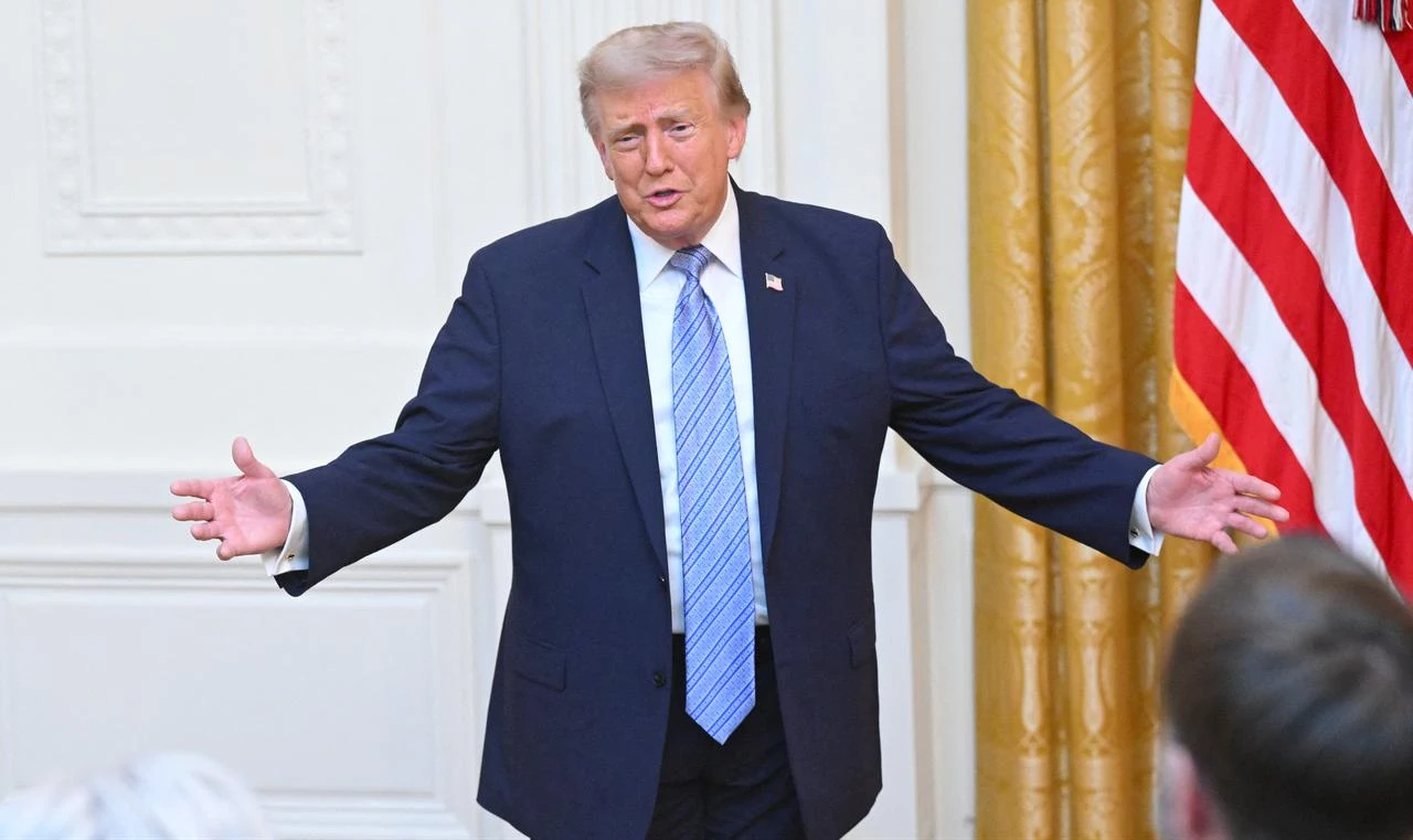 US President Donald Trump gestures after delivering an address to the nation from the East Room of the White House in Washington, DC, July 16, 2026. (AFP Photo)