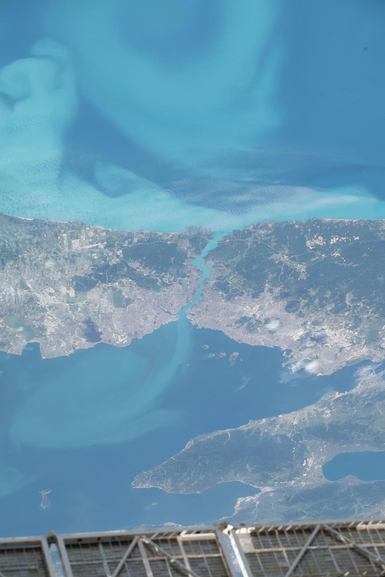 The Bosporus connects the Black Sea and the Sea of Marmara as turquoise phytoplankton traces regional currents, Istanbul, Türkiye, May 27, 2026. (Photo via IHA)