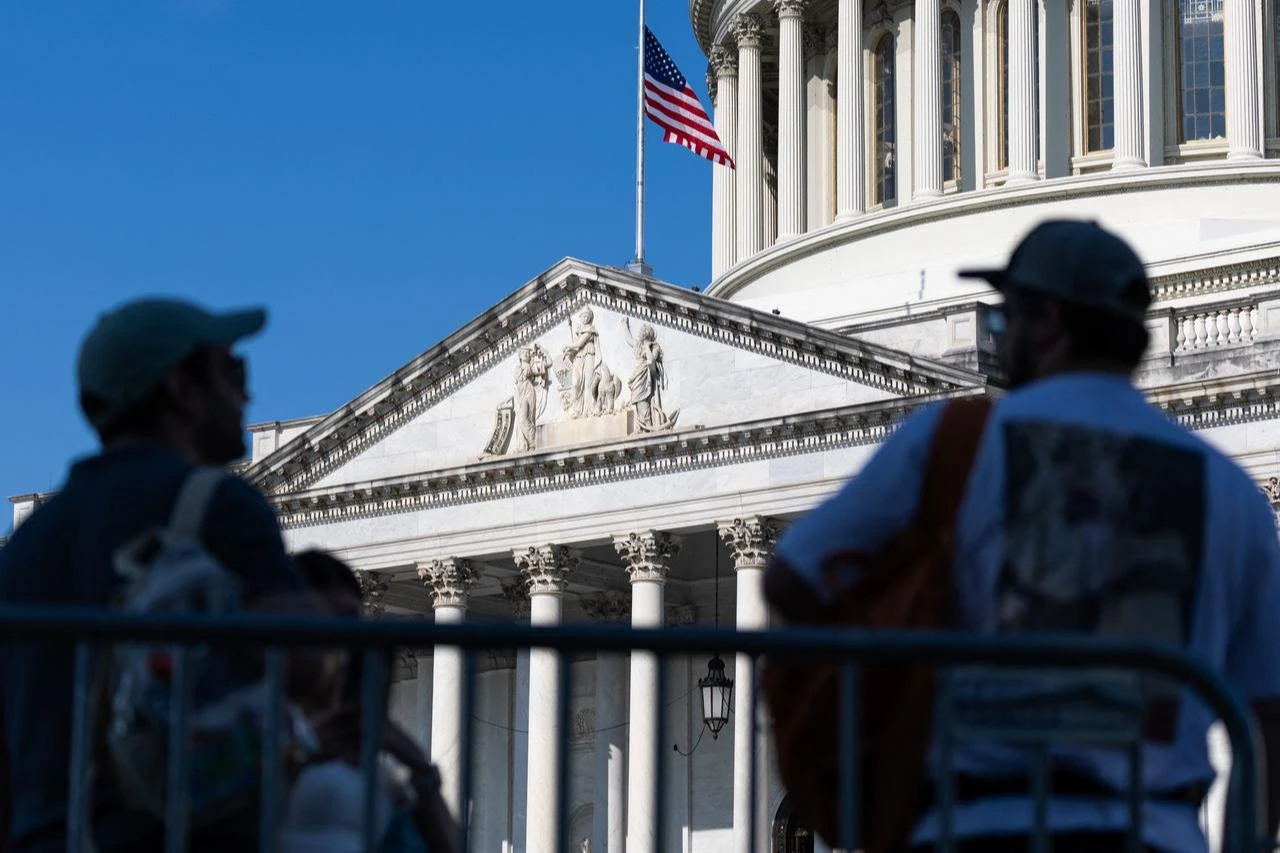 The U.S. flag is flown at half-staff over the U.S. Capitol Building in honor of the late U.S. Sen. Lindsey Graham (R-SC) on July 13, 2026, in Washington, D.C. (AFP Photo)