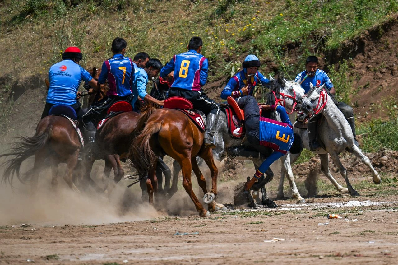 Horsemen compete in a traditional kökbörü match during the 12th Ulupamir Cultural Festival in Van, Türkiye, July 18, 2026. (AA Photo)
