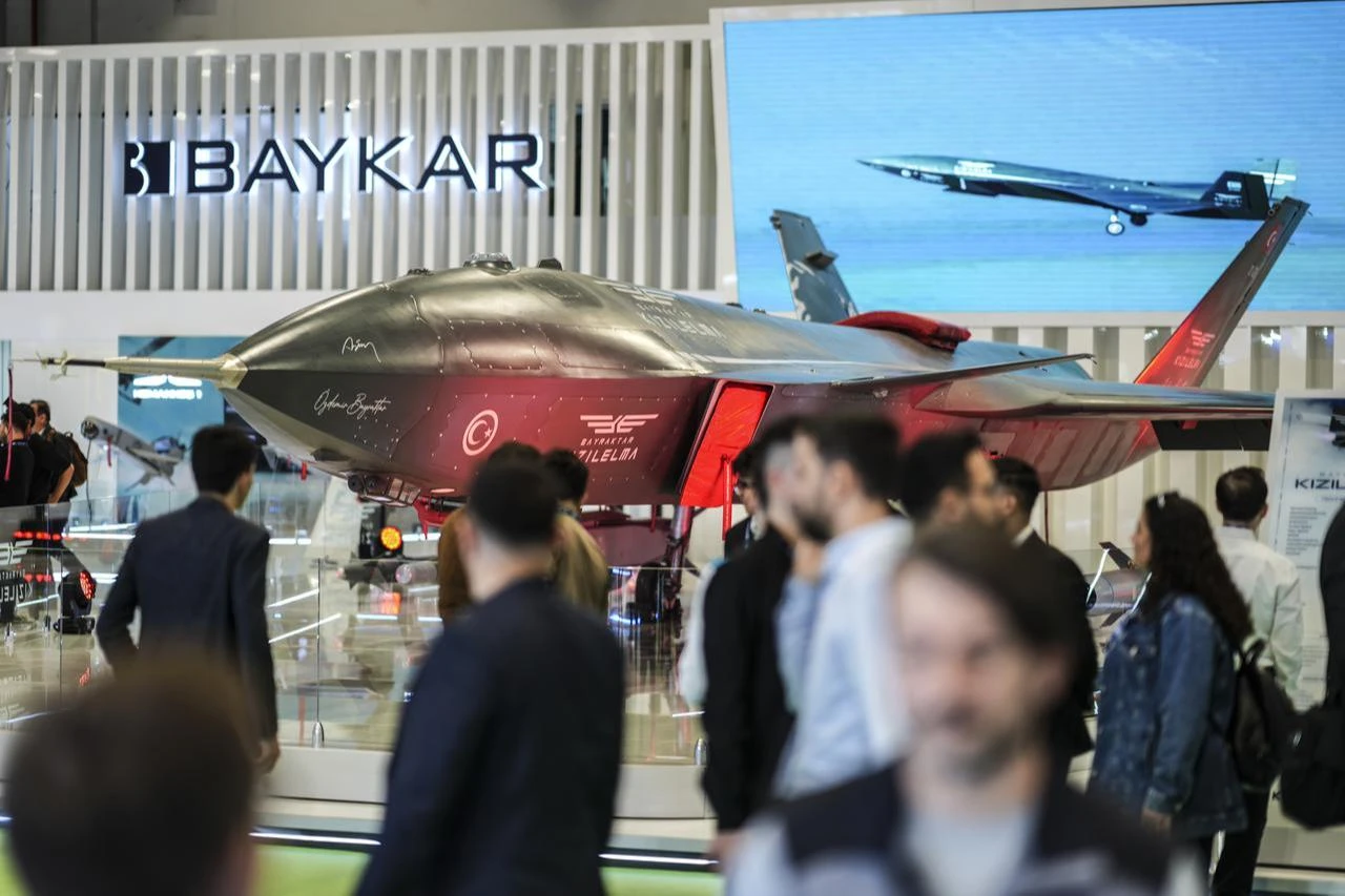 Bayraktar Kizilelma Unmanned Fighter Aircraft (UFA), developed by Baykar, is seen at the 2026 International Defense and Aerospace Exhibition in Istanbul, Türkiye, May 5, 2026. (AA Photo)
