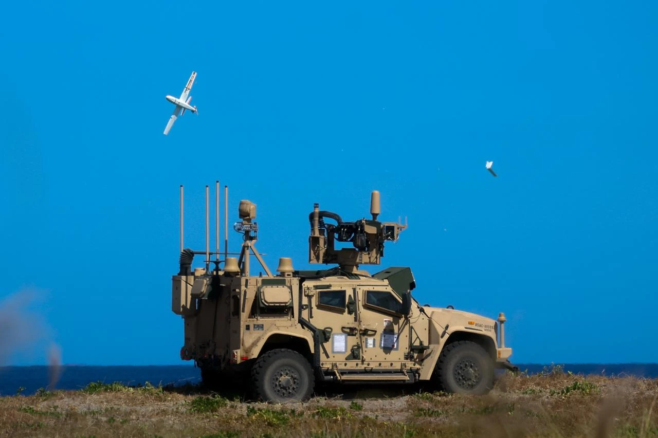 A United States Marine Air Defense Integrated System (MADIS) shoots down a drone during an Integrated Missile Defense (IAMD) drill in San Antonio, Zambales, Philippines, April 28, 2026. (AA Photo)