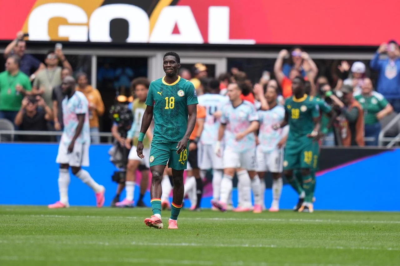 Ismaila Sarr (18) of Senegal reacts after Belgium scored a goal during the 2026 FIFA World Cup Round of 32 match between Belgium and Senegal at Lumen Field (Seattle Stadium) in Seattle, Washington, United States on July 01, 2026. (AA Photo)
