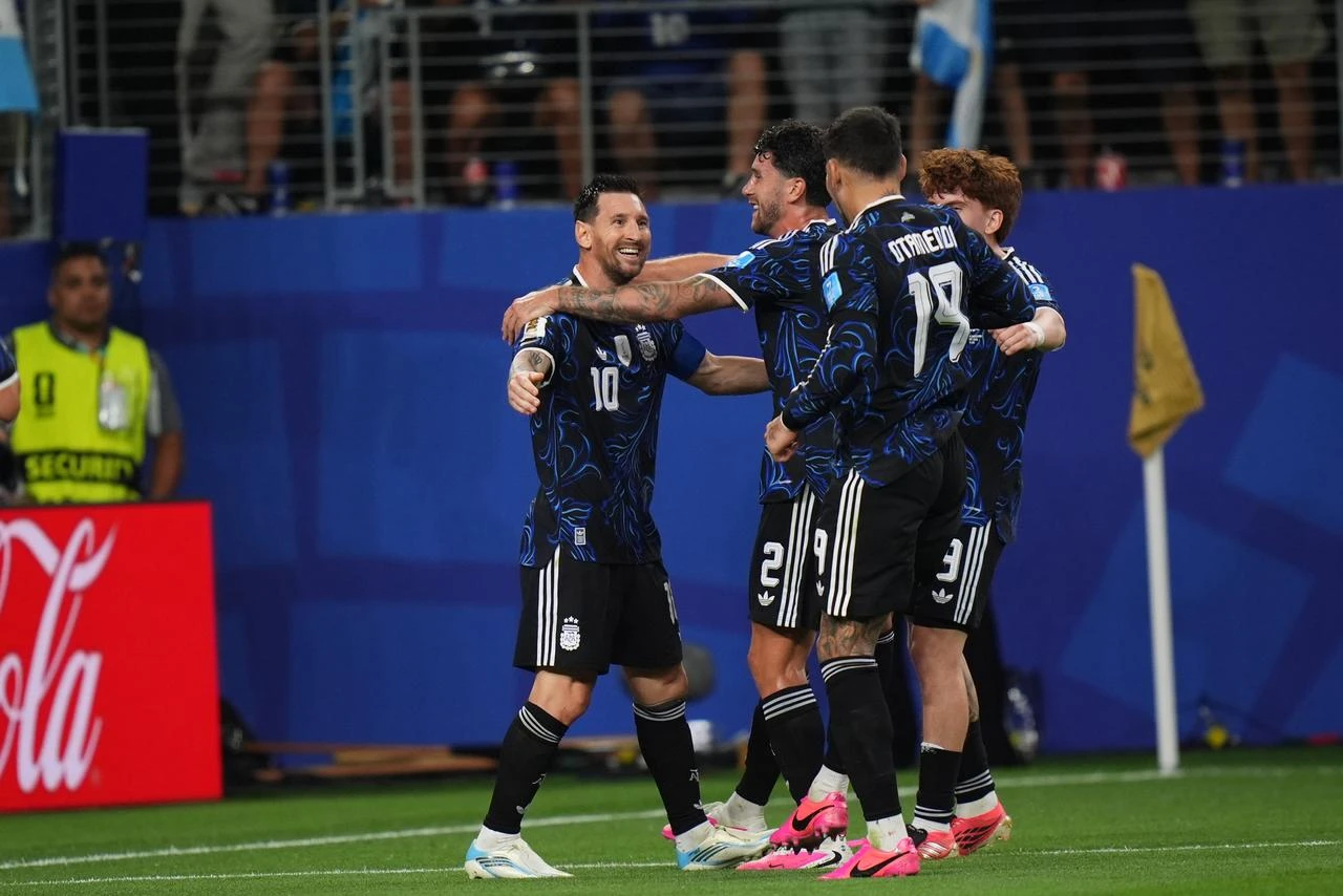 Lionel Messi (10) of Argentina celebrates after scoring a goal during the FIFA World Cup 2026 Group J match between Jordan and Argentina at Dallas Stadium in Dallas, United States, June 27, 2026. (AA Photo)