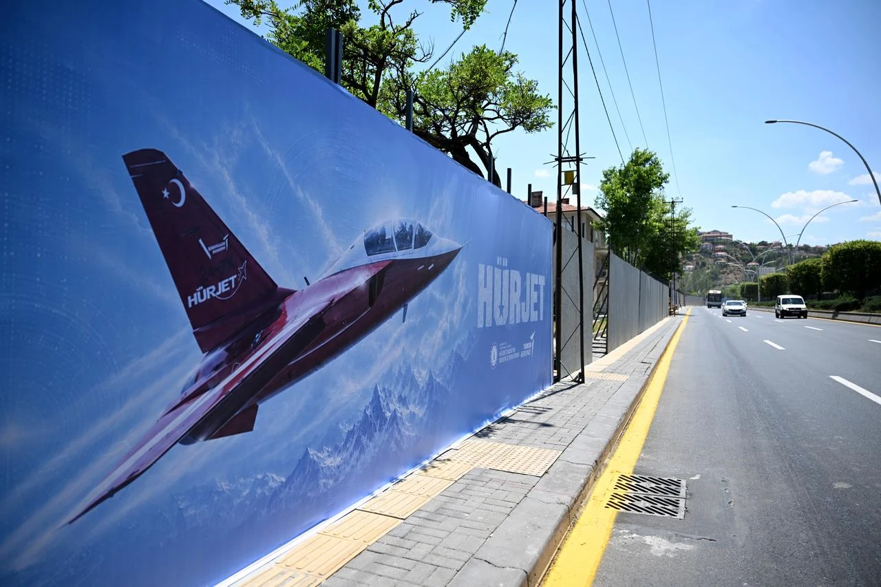 A billboard bearing the slogan “Engineering Deterrence” is seen at various points along the boulevard on the protocol route ahead of the NATO Summit in Ankara, Türkiye, June 25, 2026. (AA Photo)