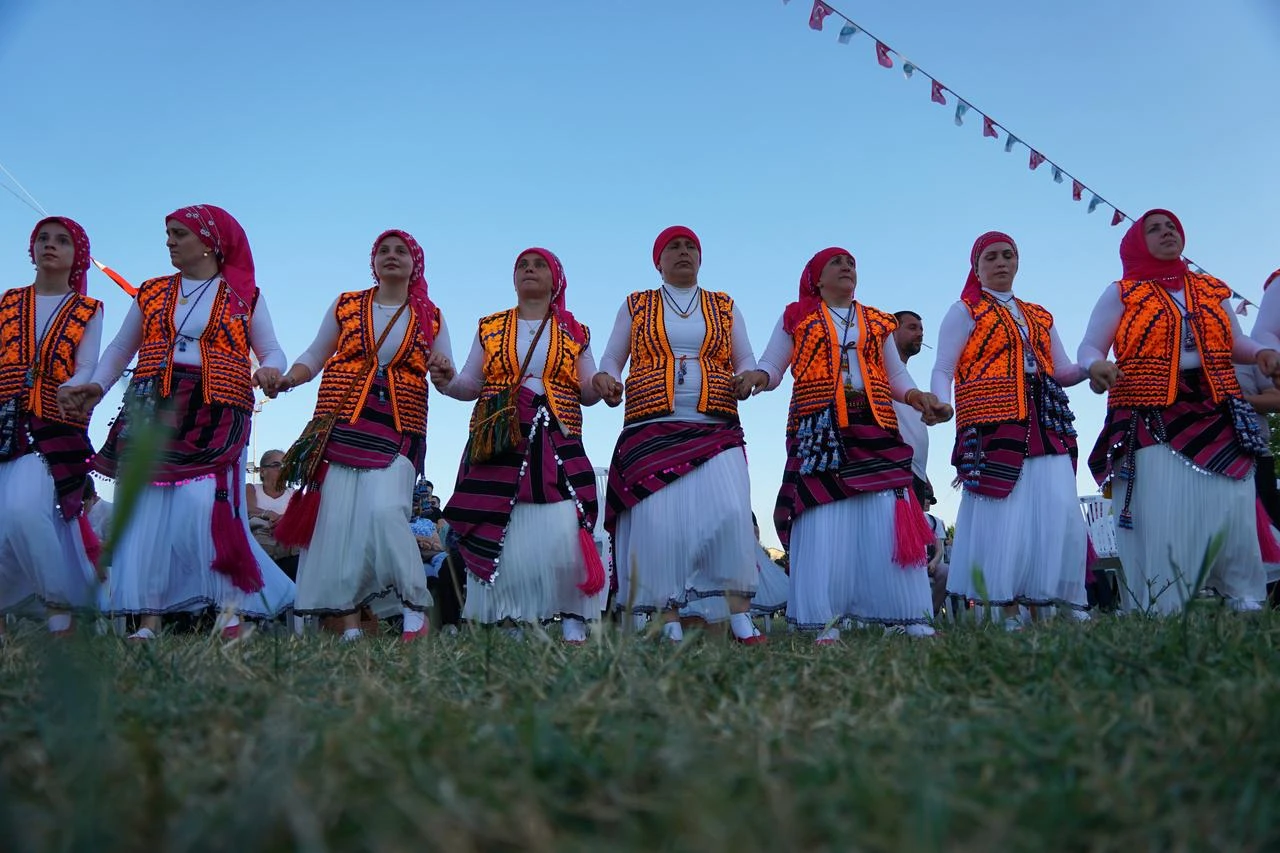 Women in traditional attire perform a regional folk dance during the 22nd Traditional Yayla Festival in Tekirdag, Türkiye. (AA Photo)