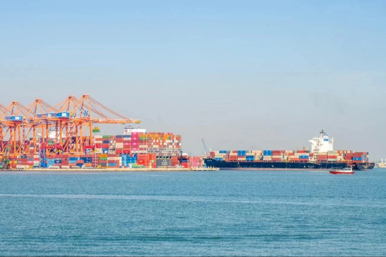 Container cranes and stacked cargo containers are seen at Mersin International Port in Mersin, Türkiye, November 11, 2023. (Adobe Stock Photo)