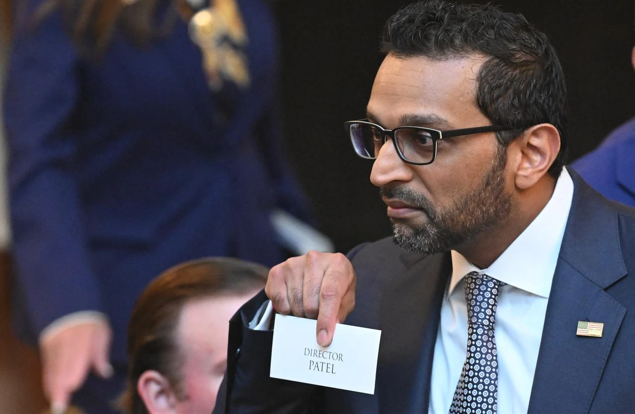 FBI Director Kash Patel holds a place card with his name as he attends an address to the nation by the US president in the East Room of the White House in Washington, DC, July 16, 2026. (AFP Photo)