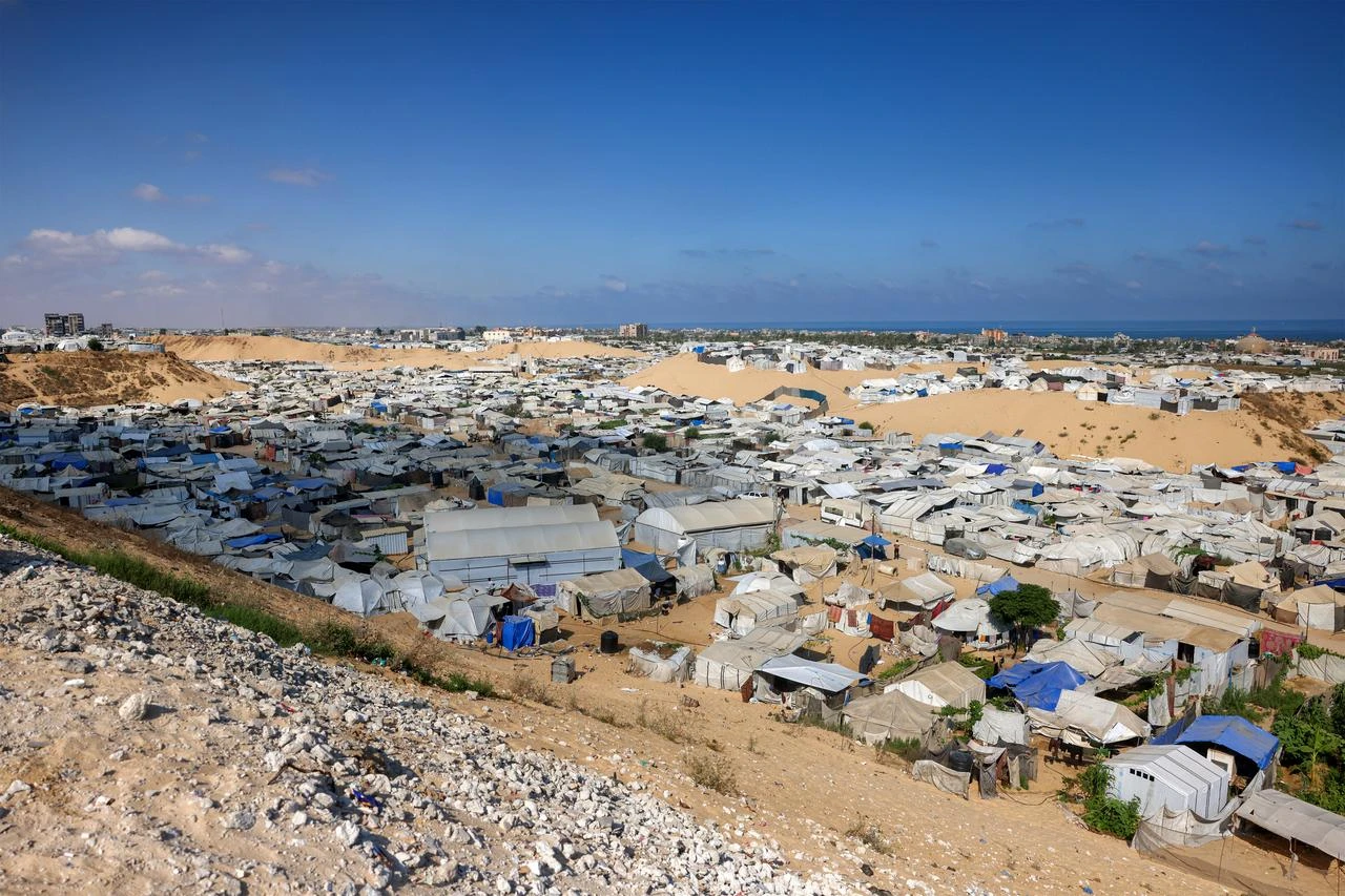 Tents for people displaced by war are pictured in Khan Yunis in the southern Gaza Strip, July 11, 2026. (AFP Photo)