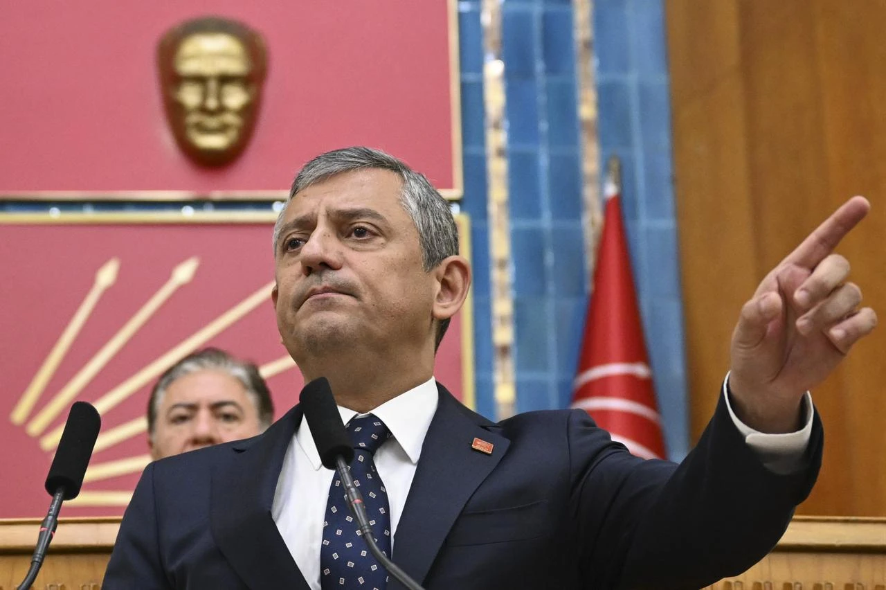Chairman of the Republican People's Party (CHP) Ozgur Ozel delivers a speech during his party's parliamentary group meeting at the Turkish Parliament in Ankara, Türkiye, July 21, 2026. (AA Photo)