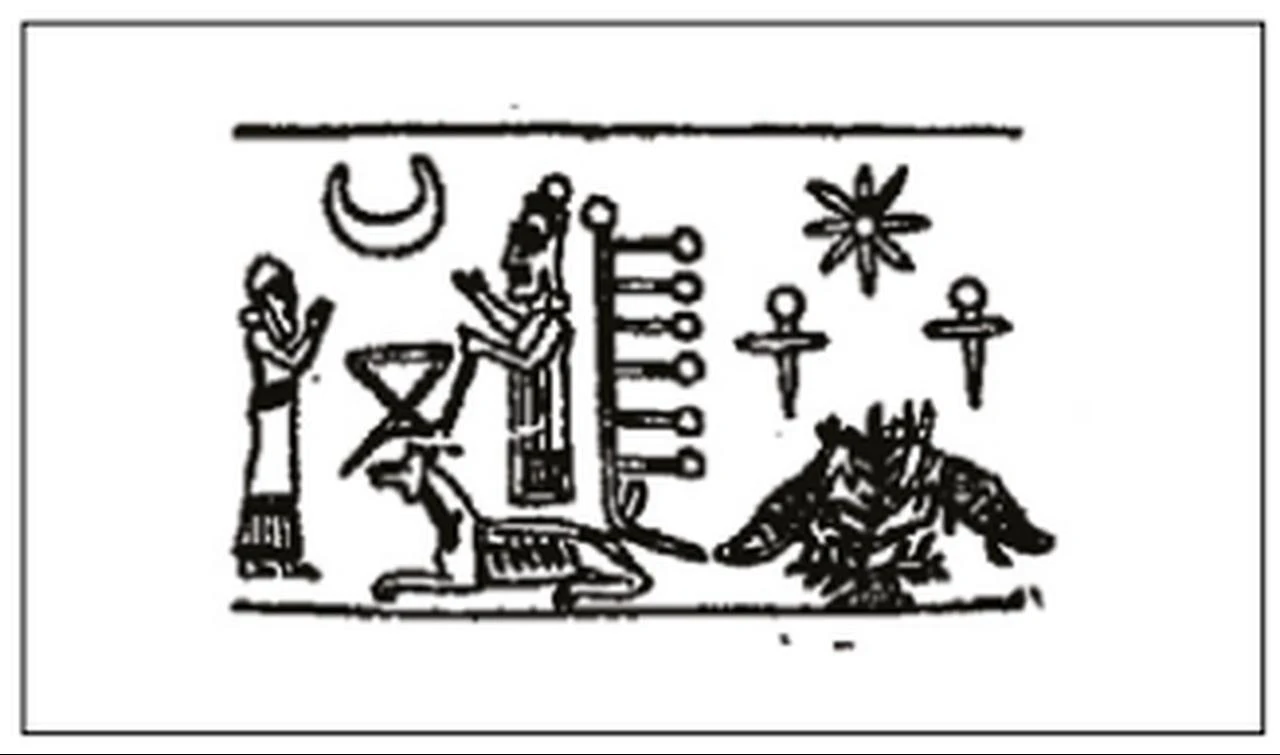 A grasshopper depicted on an ancient seal impression. (Image via TUBA-AR)