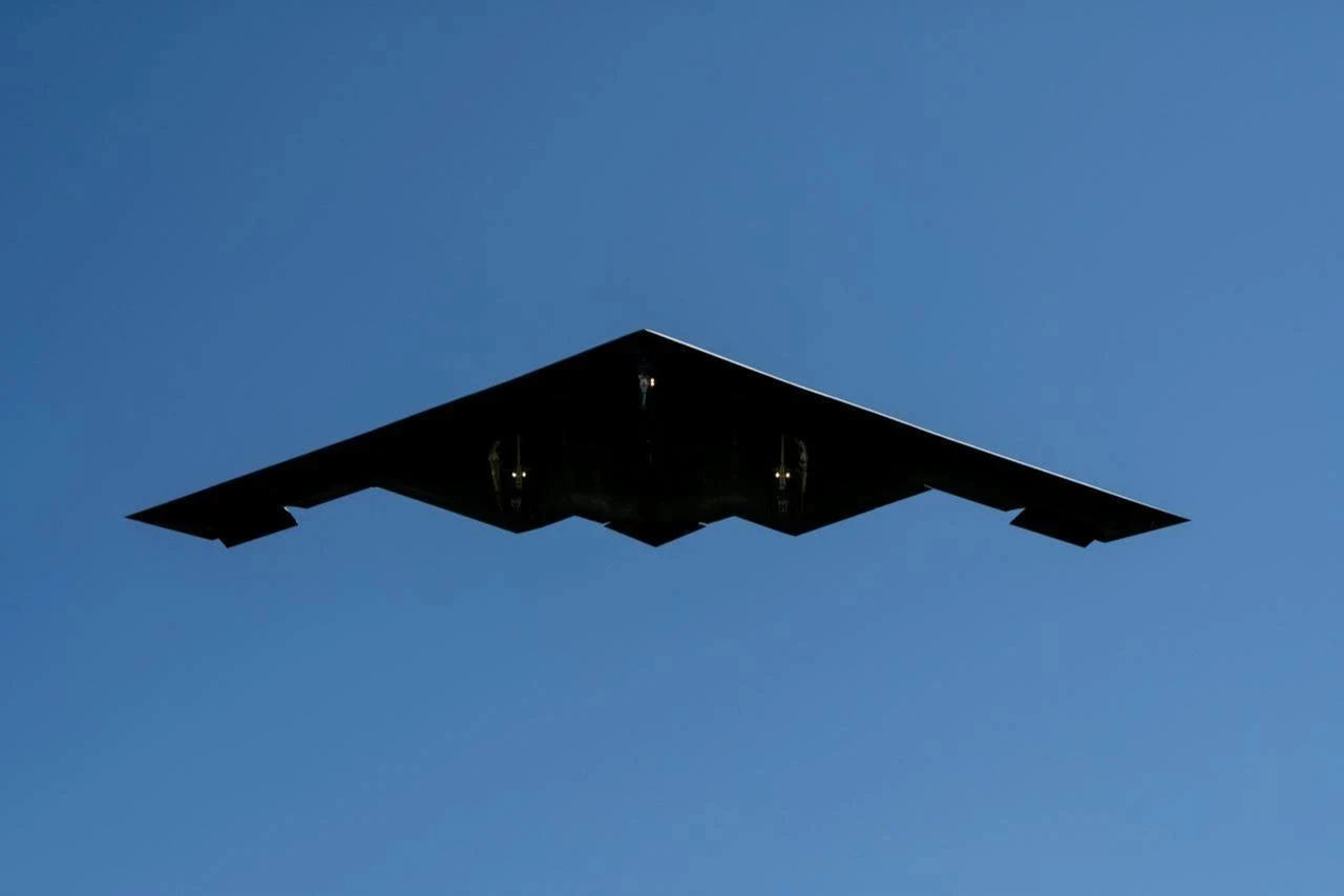 A B-2 Spirit stealth bomber returns to Whiteman Air Force Base, Mo., after completing a forward deployment to Diego Garcia, British Indian Ocean Territory, May 9, 2025. (Photo via U.S. Air Force)