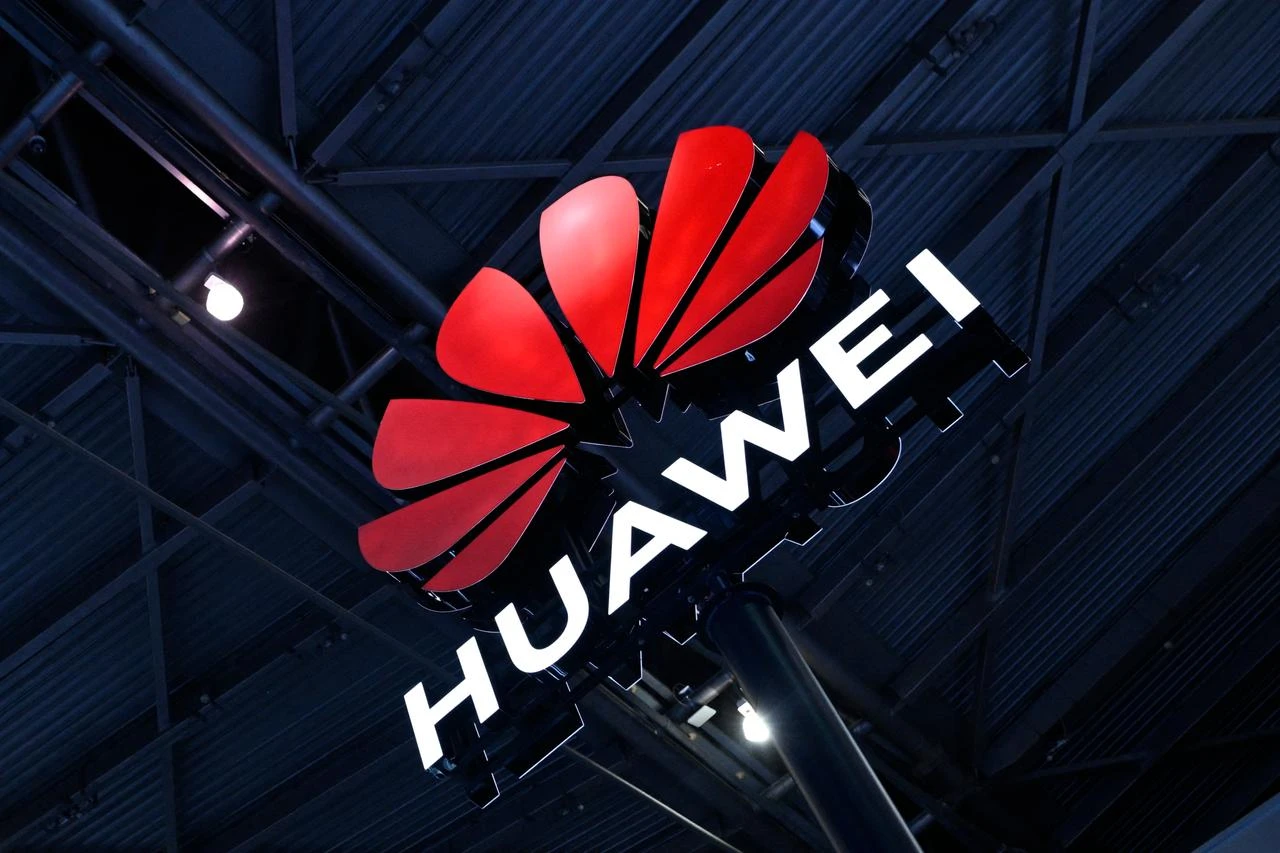 A logo of Huawei in World Artificial Intelligence Conference (WAIC) in Shanghai on July 6, 2023. (AFP Photo)