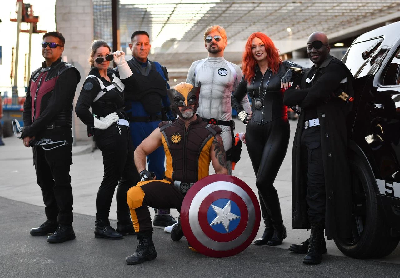 Cosplayers dressed as Marvel characters pose outside the Convention Center during San Diego Comic-Con International in San Diego, California, on July 22, 2026. (AFP Photo)