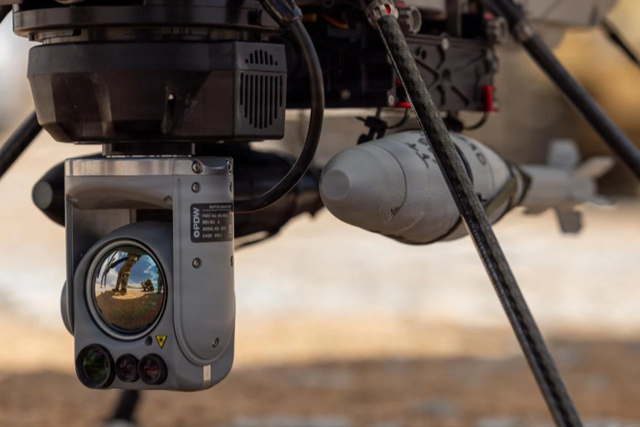 A Picatinny Common Lethality Integration Kit attached to a drone during Project Convergence-Capstone 6 (PC-C6) at Fort Irwin, California, July 20, 2026. (Photo via U.S. Army)