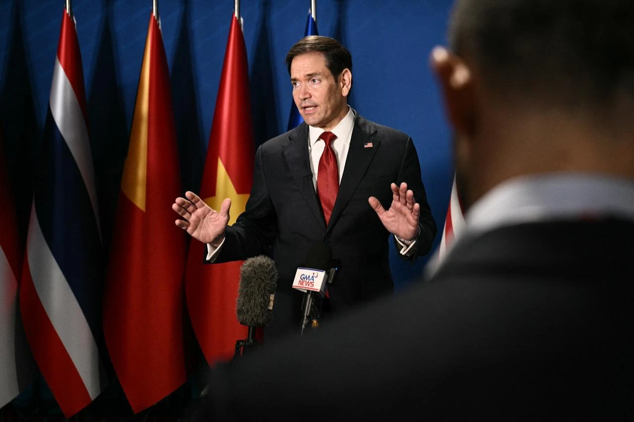 US Secretary of State Marco Rubio speaks to the press on the sidelines of the ASEAN Foreign Ministers Meeting in Pasay, Metro Manila, July 23, 2026. (AFP Photo)