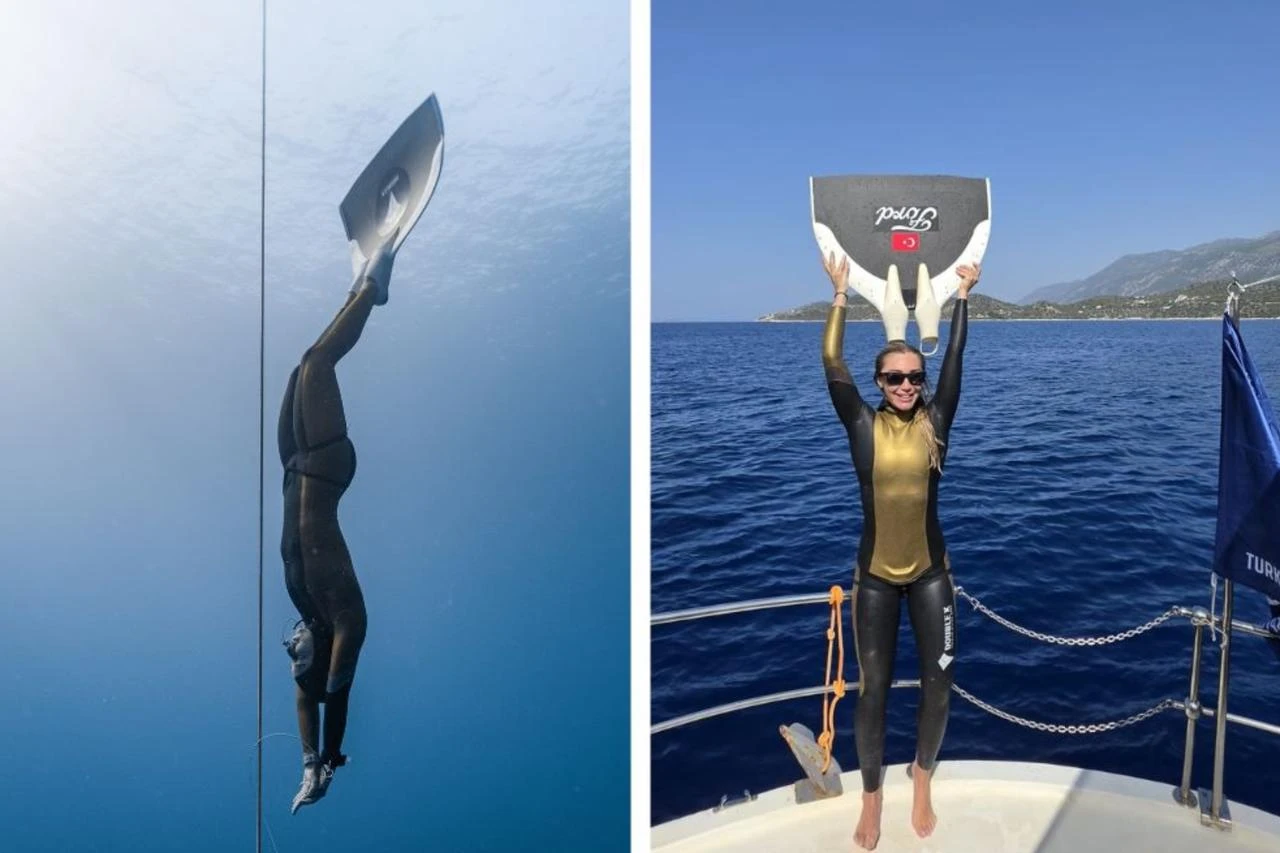 Turkish freediver wins national title with 68-meter dive