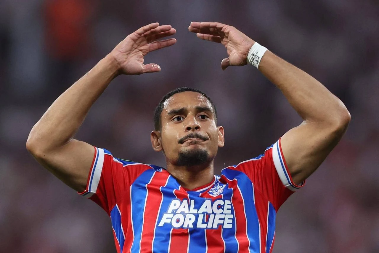 Crystal Palace defender Maxence Lacroix acknowledges supporters after a match in London, England. (AFP Photo)